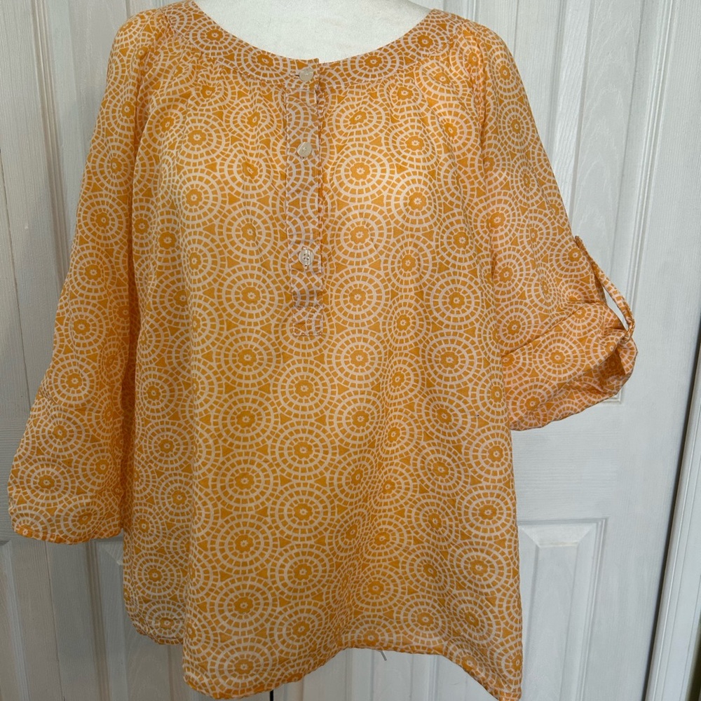Banana Republic Orange Geometric Blouse